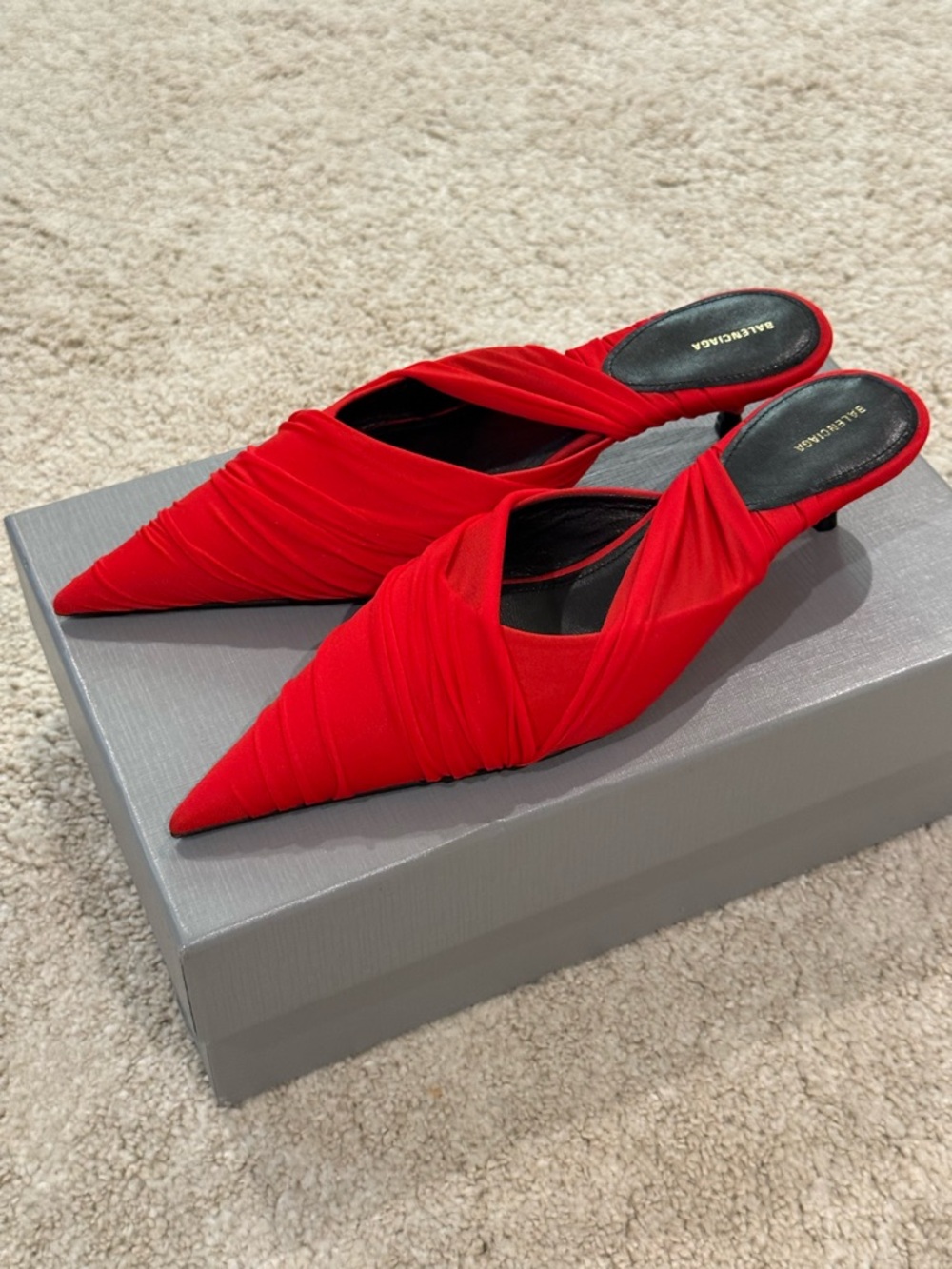 Balenciaga Red Pointed-Toe Mules